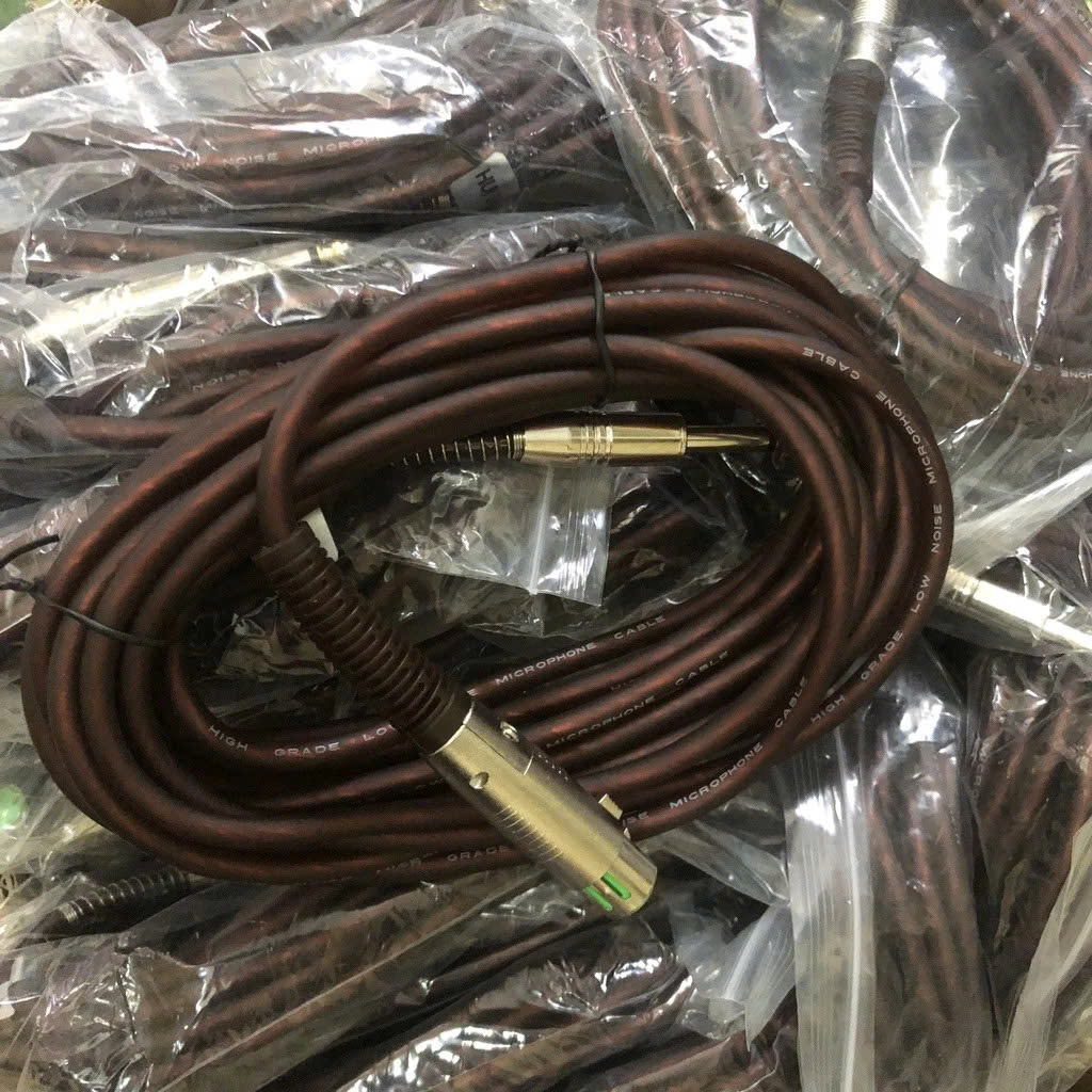 Cáp âm thanh 5M Màu Nâu sang XLR 1 đầu canon cái và 1 đầu 6ly dùng cho micro Karaoke có dây kết nối amply, sound card, mixer, hoặc mixer bàn - Hàng chính hãng