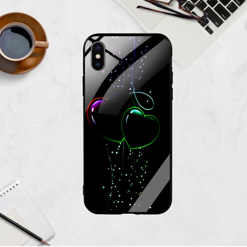 Ốp Lưng Kính Cường Lực cho điện thoại Iphone X / Xs - Heart 12