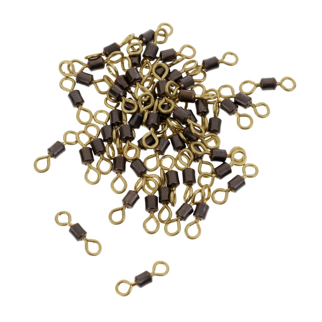 50x Double Color Fishing Rolling Swivel Brass Fishing Tackle Accessories 12#