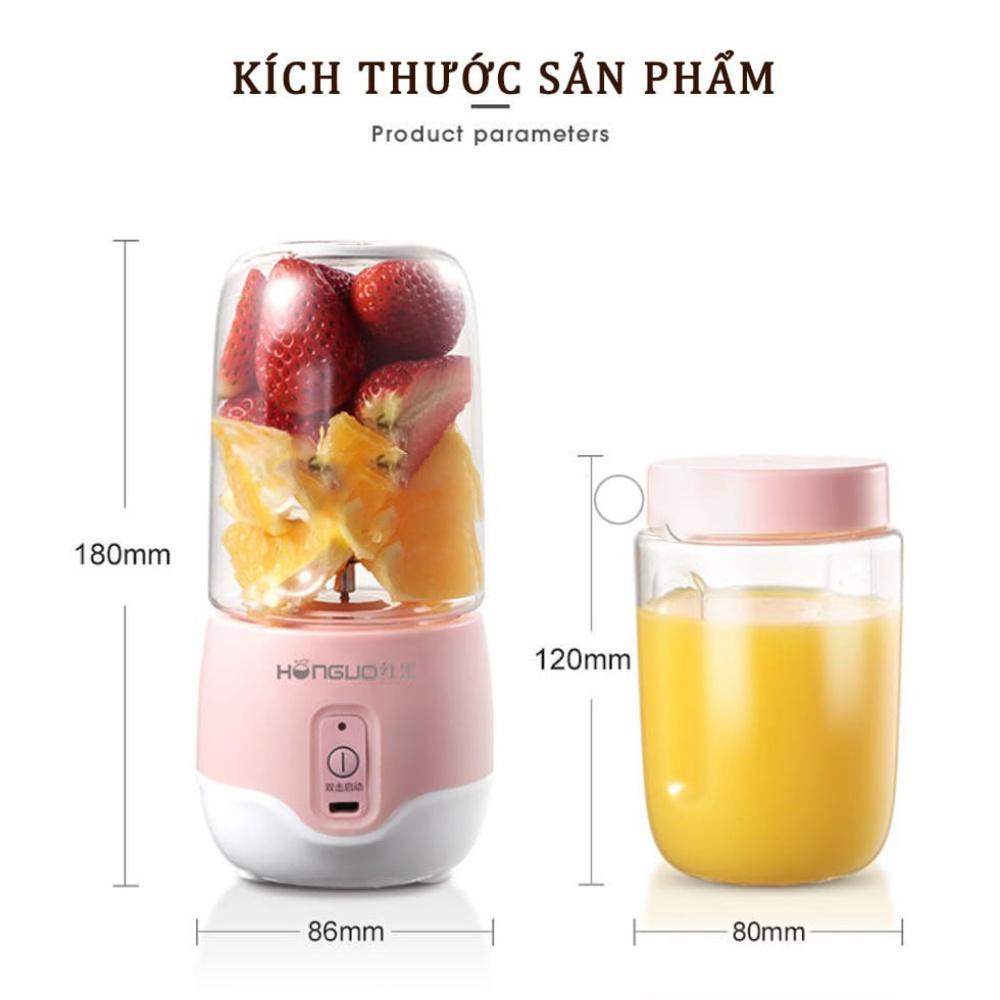 Máy xay sinh tố cầm tay mini, máy say sinh tố Honguo 6 lưỡi sạc pin tích điện dung tích 300ml, bảo hành 12 tháng