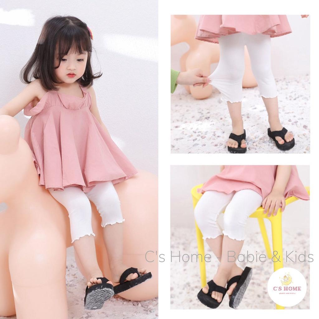 Quần legging lửng trơn màu cho bé gái, chất vải thun cotton mềm mịn, co giãn 4 chiều, size 1 - 6 tuổi