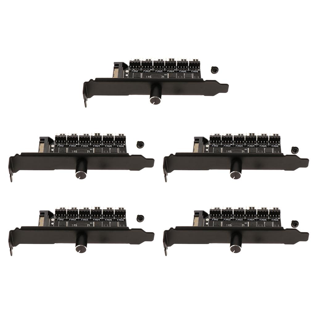 SATA Power CPU Cooler Cooling Fan Speed Temperature Controller 6-Channel HUB Kit