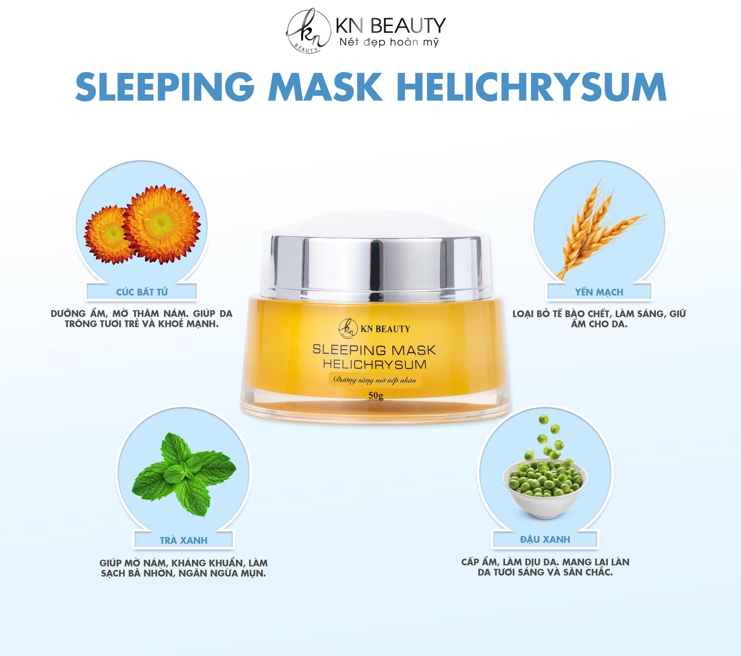 MẶT NẠ NGỦ CHIẾT XUẤT HOA CÚC SLEEPING MASK - HELICHRYSUM KN BEAUTY 50G