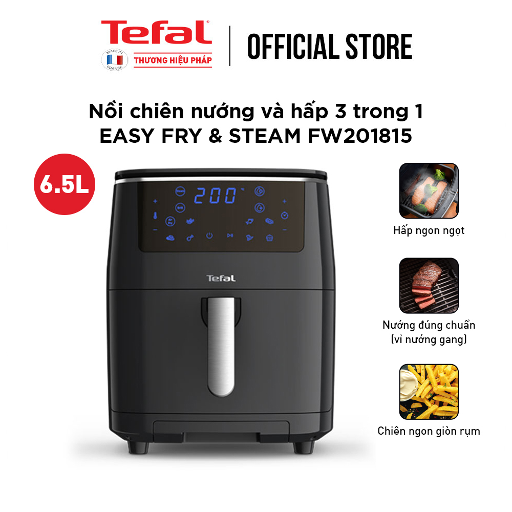 Nồi chiên không dầu kết hợp hấp và nướng điện tử Tefal FW201815- giỏ chiên 6.5L/1.6kg - Hàng chính hãng