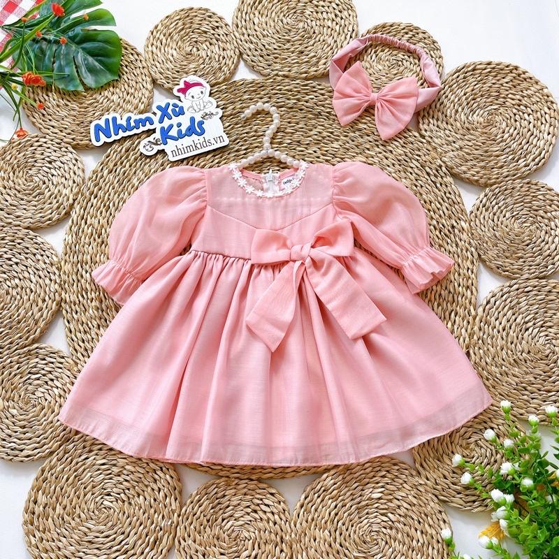 Váy Tơ Hồng Phấn Bé Gái 4 Đến 28kg, Đầm Công Chúa Bé Gái