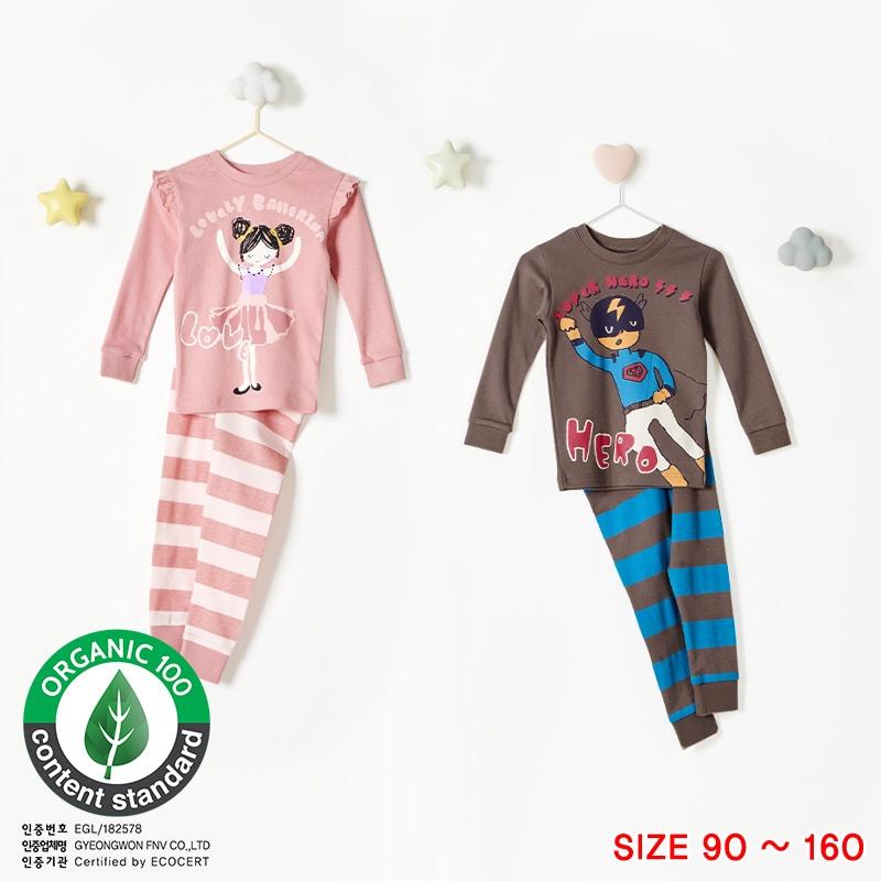 Bộ đồ quần áo dài tay cotton mùa thu đông dáng ôm cho bé gái U1023 - Unifriend Hàn Quốc, Cotton Organic