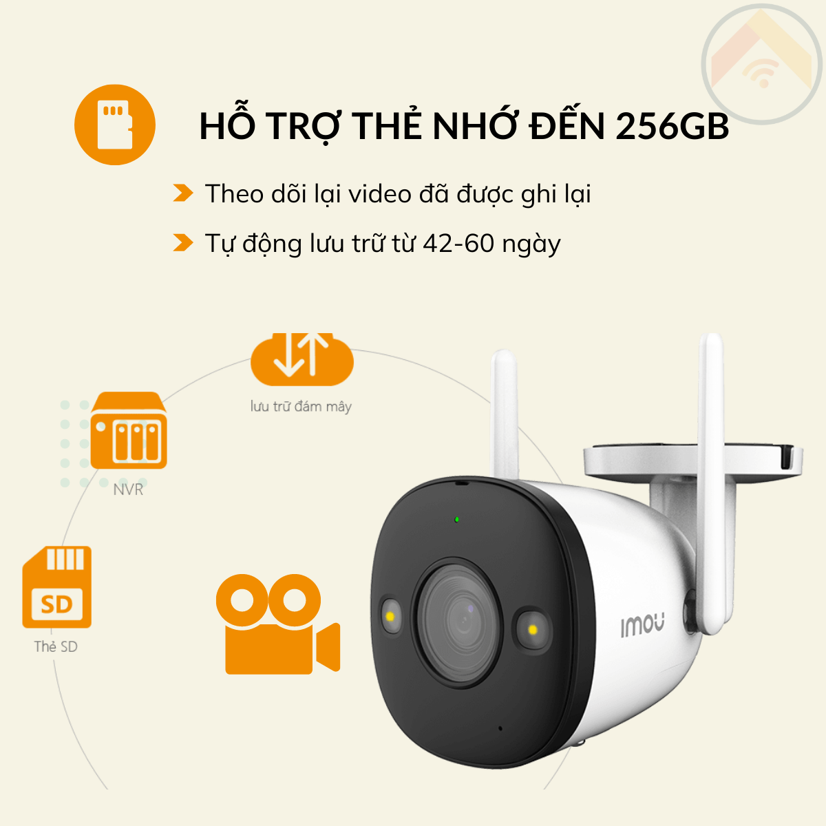 Hàng chính hãng Camera giám sát IMOU Bullet 2E-D F22FP kèm thẻ 32GB Wifi 2MP (1080P) H264 đàm thoại 2 chiều