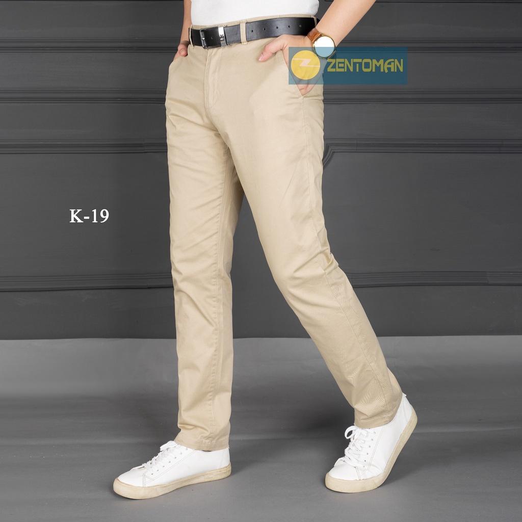 Quần kaki nam ZENTOMAN ống suông co giãn mềm mịn trơn cao cấp QKK19