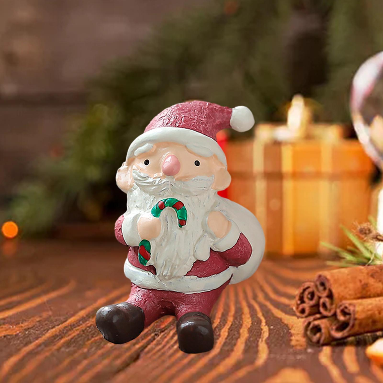 Christmas Figurine Creative Miniature Statue for Tabletop Fairy Garden Decor