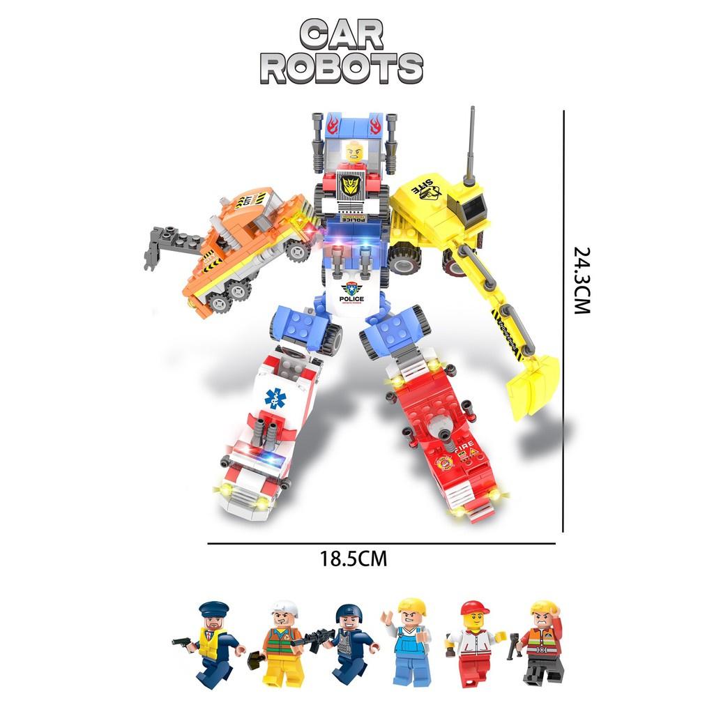 COMBO 06 HỘP Lắp ráp Ghép hình Robot Car biến hình 568 chi tiết LXA326 Ghép hình Robot