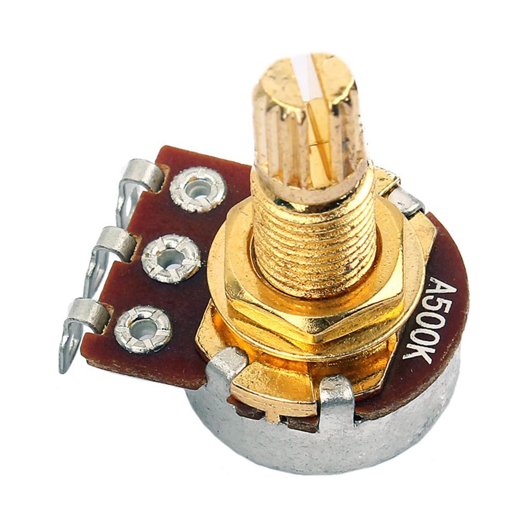5Pcs Golden Base A500K-ohm Pots for Guitar Bass Volume Control Potentiometer