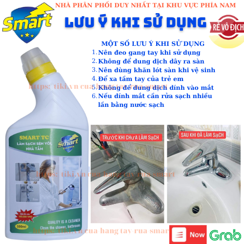 Tẩy rửa thông minh SMART-TC (300ml) : Tẩy cặn canxi Sen Vòi,Vết Mờ Đục Và Vết Bẩn Cứng Đầu Bám Trên Sen, Vòi Inox, Bồn Rửa Bát Inox - Chai cải tiến mới, tiện lợi cho người sử dụng