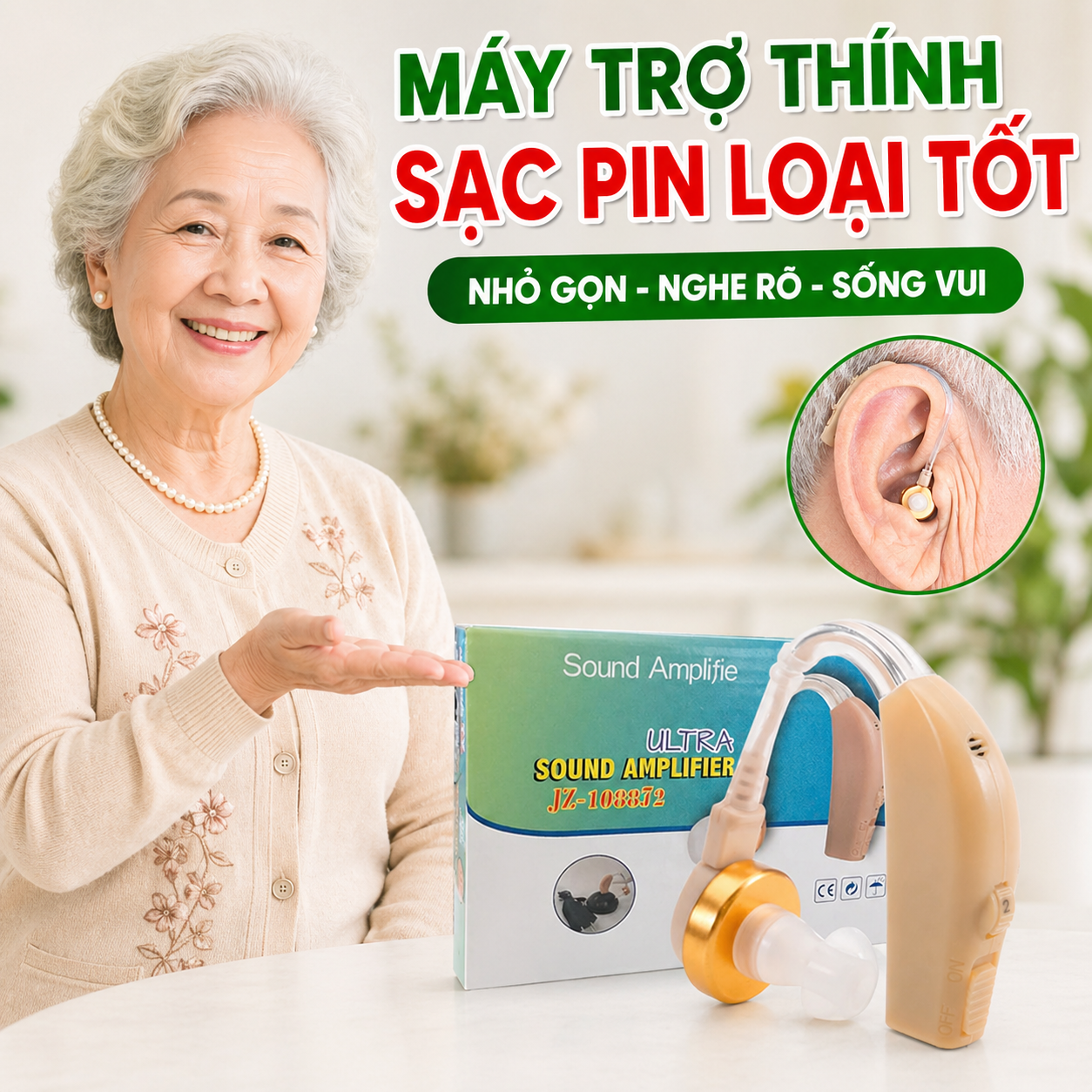 Tai Nghe Hỗ Trợ Thính Giác Mini – Thiết Bị Sạc Điện Không Dây, Âm Thanh Ổn Định, đèn trang trí, đồng hồ treo tường