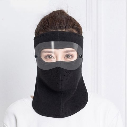 Khẩu trang ninja vải nỉ kính bảo vệ mắt dán gáy che kín tai chạy xe phượt nam nữ - khau trang ni - Đen che cổ kính