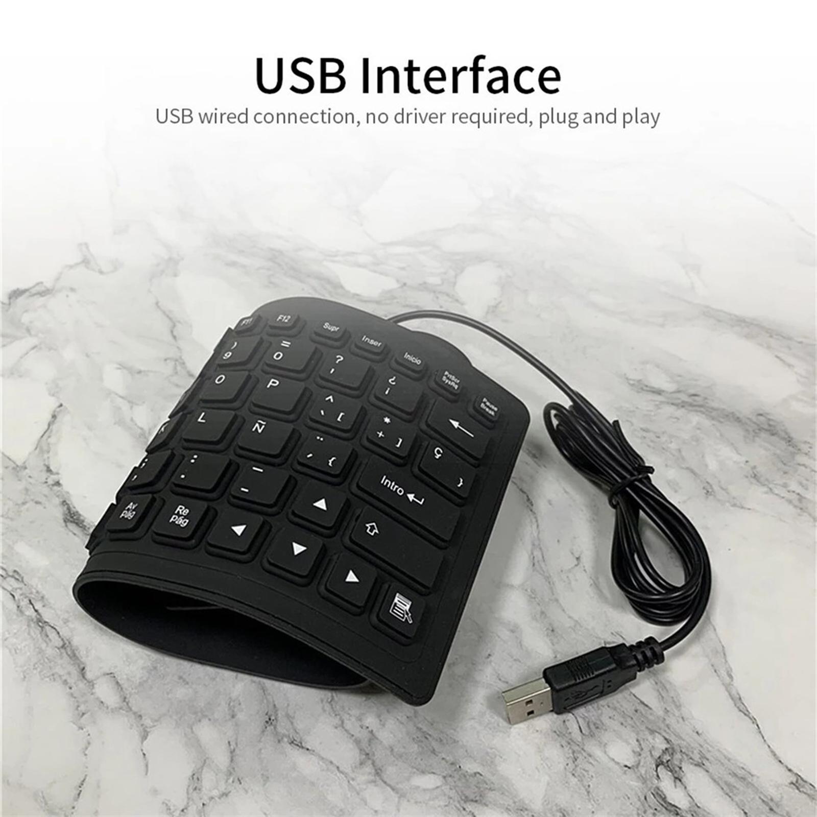USB Foldable Spanish Roll up Silicone Keyboard Waterproof PC Laptop