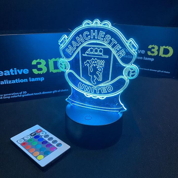 Đèn led 3D USB logo Manchester United ĐÈN NGỦ ĐÈN TRANG TRÍ 16 MÀU CÓ ĐIỂU CHUYỂN CHẾ ĐỘ MÀU