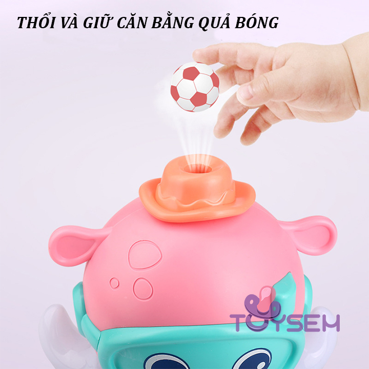 Đồ chơi bạch tuộc thổi bóng có đèn và nhạc xoay 360 độ vui nhộn - Đồ chơi trẻ em có âm thanh - Con mực biết bò - Quà tặng sinh nhật cho bé