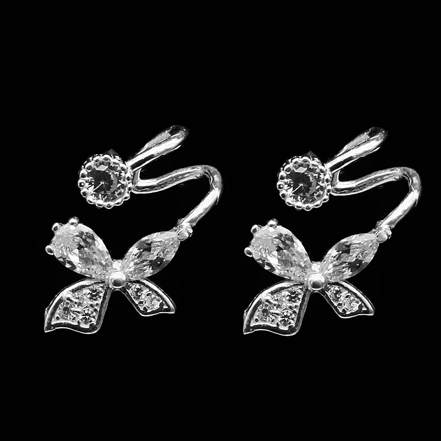 Hoa Tai Nữ Bạc Hiểu Minh HT187 hình con bướm bạc ý