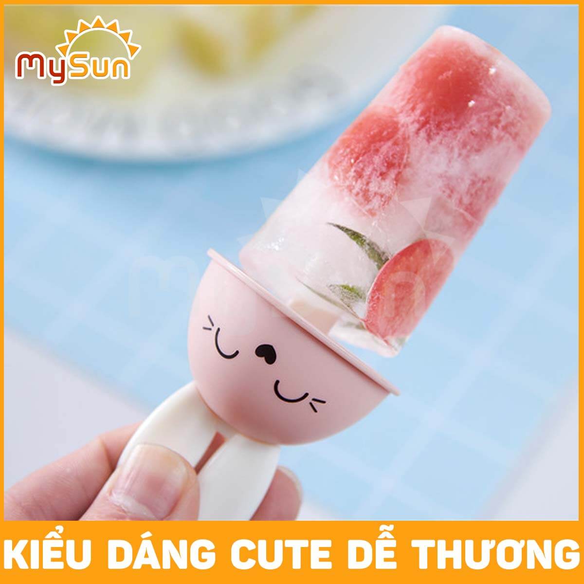 Khuôn khay dung cụ LÀM KEM que tại nhà tiện lợi có bộ hộp khya bằng nhựa PP an toàn MySun