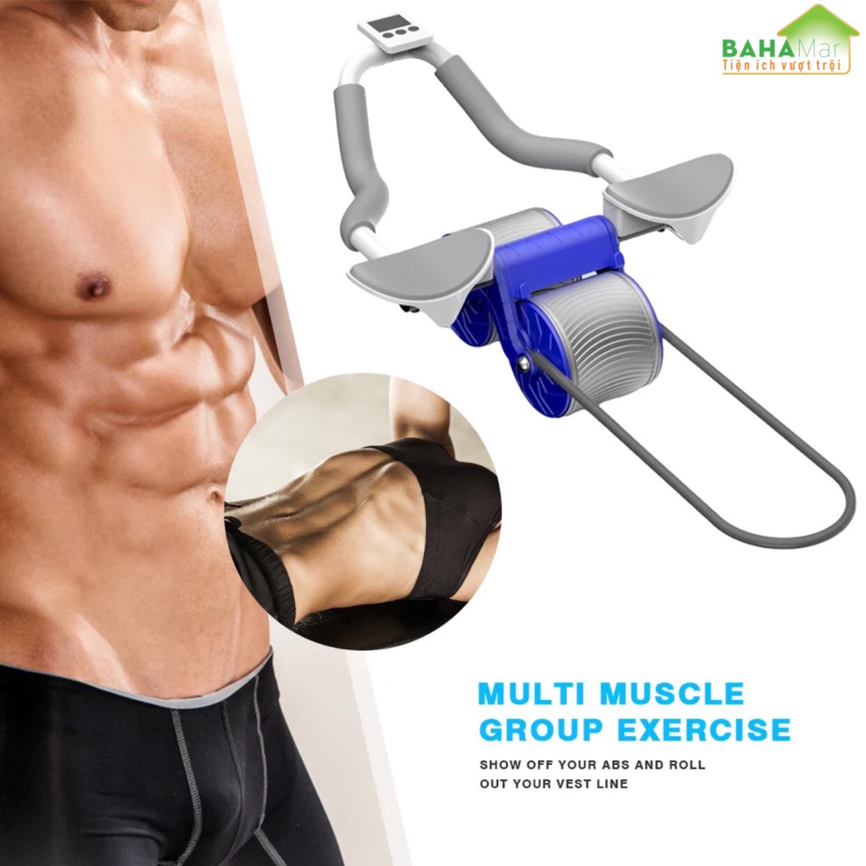 CON LĂN TẬP THỂ DỤC 2 IN 1 TỰ ĐỘNG LĂN TẠO CƠ BỤNG PHẲNG VÀ HỖ TRỢ KHUỶU TAY "BAHAMAR" Hoàn hảo cho phòng tập thể dục tại nhà, đủ tiện lợi để đi du lịch