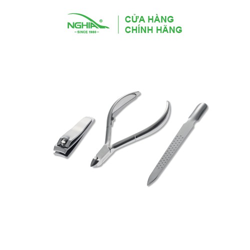 Bộ Quà Tặng (Kềm Da-Bấm Móng-Sủi Da) Thép Không Gỉ Cao Cấp KỀM NGHĨA GS.14 PT