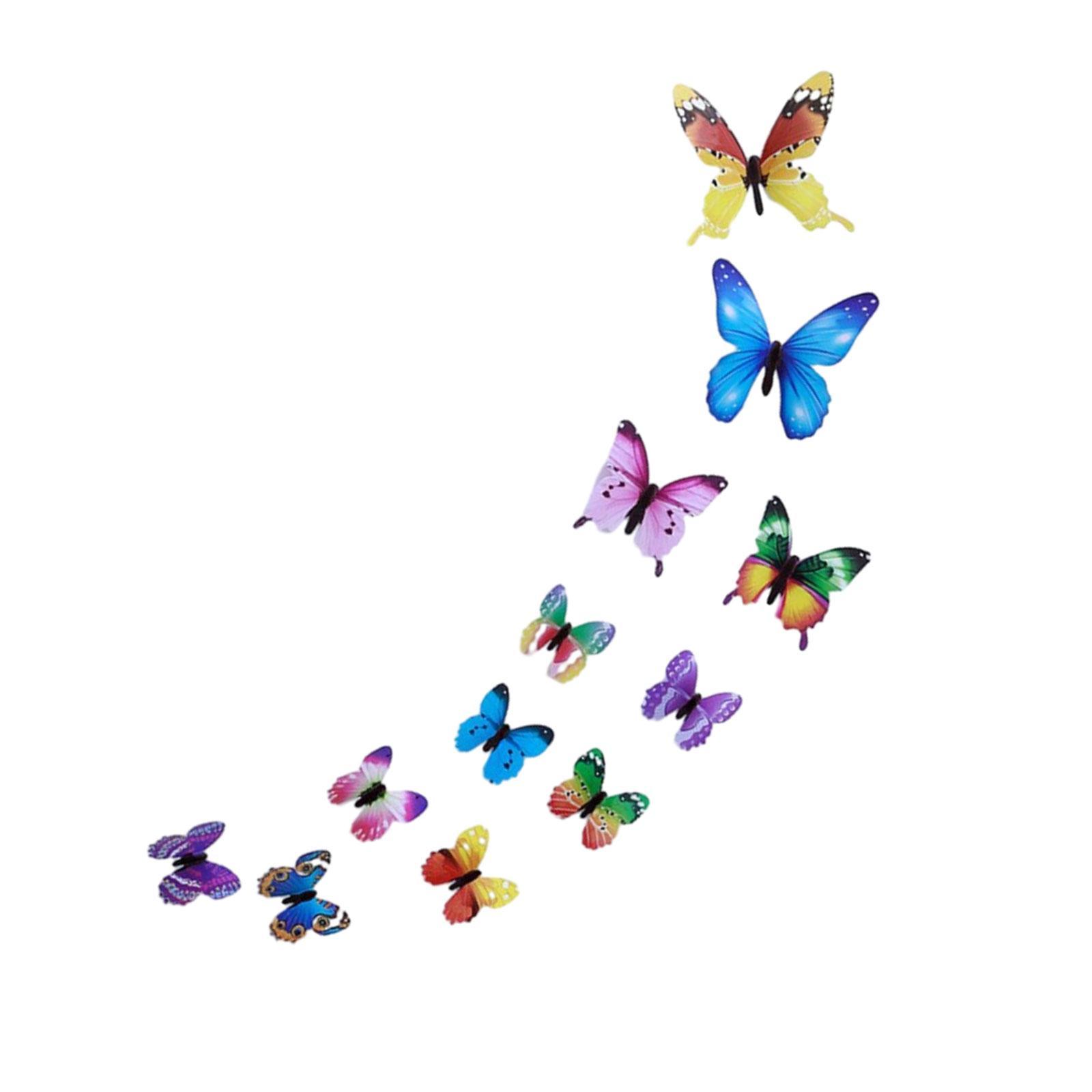 12Pcs 3D Luminous Butterfly Wall Stickers DIY Art Wall Mural Decorative Easy to Use Wall Decoration for Bedroom Sofa Backdrop