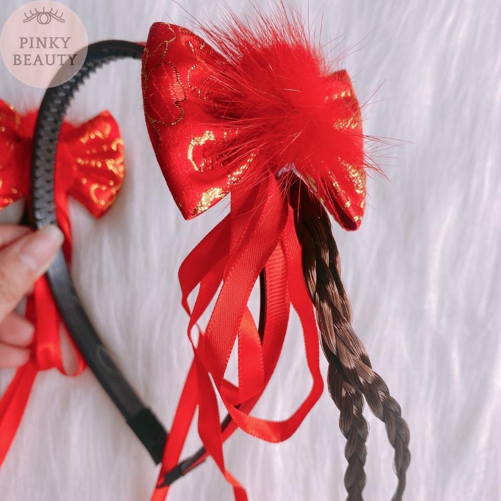 Băng Đô Cài Tóc, Bờm Tóc Phối Tua Rua, Nơ, Bông Phong Cách Trung Hoa, Thời Trang Cá Tính Cho Bé Gái - Pinky Beauty