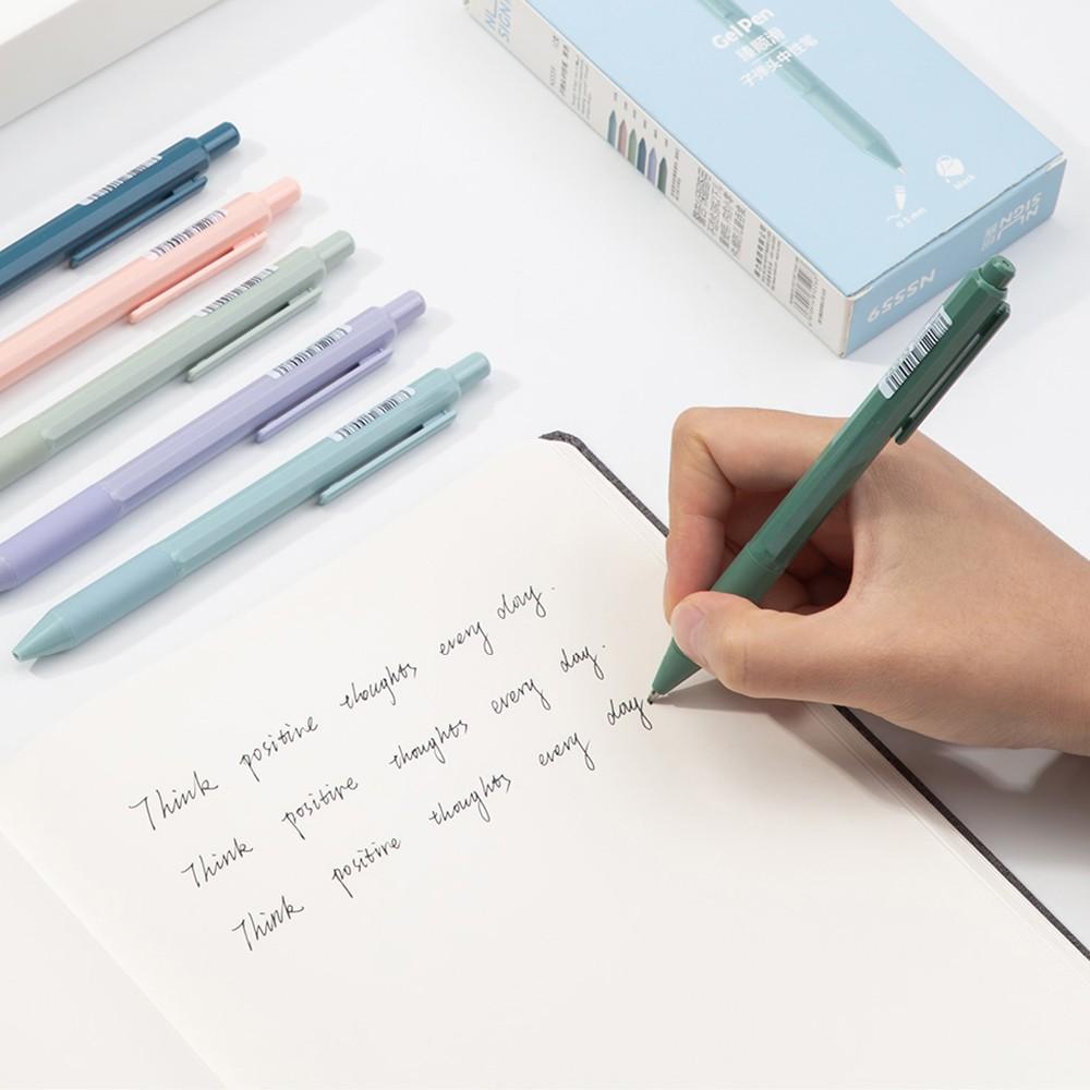 Bút bi dạng gel cao cấp Nusign - Mực đen - Ngòi 0.5mm đầu bấm - Ngòi bút trơn tru - 6 màu trơn nhã nhặn thời trang - NS559