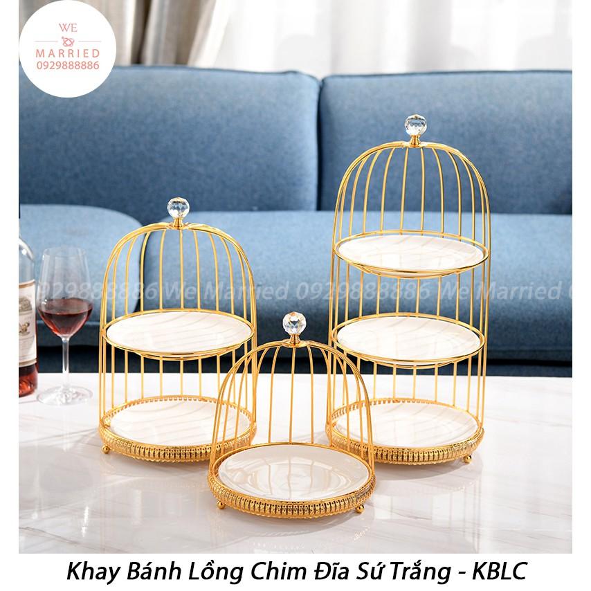 Khay Bánh 3 Tầng Đĩa Sứ Trắng