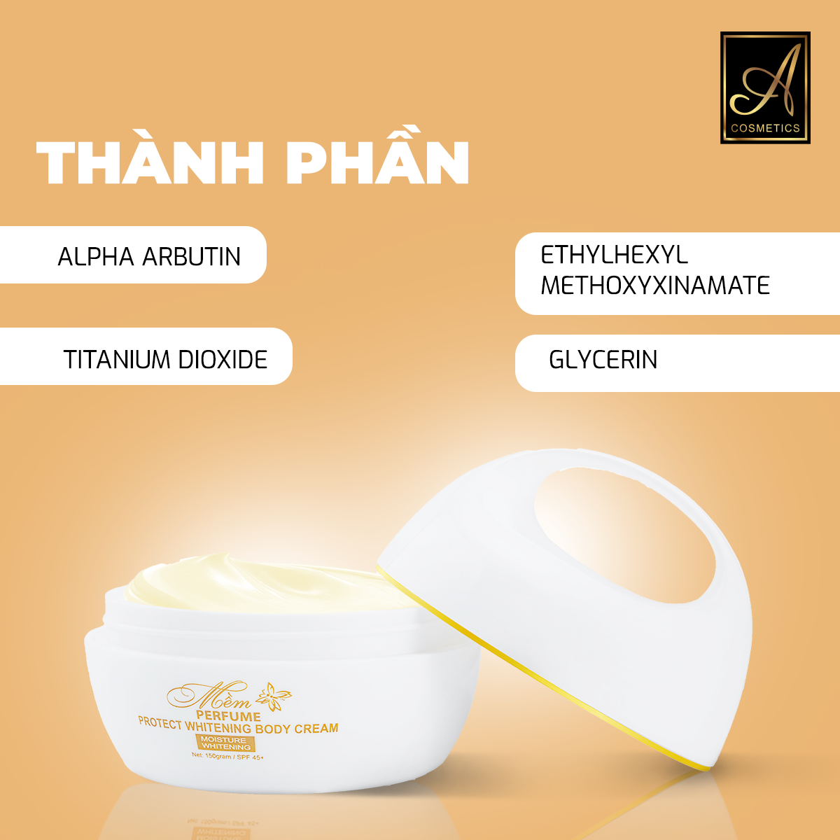 Kem Body Mềm Acosmetics,Kem dưỡng trắng da toàn thân, hương nước hoa Pháp, dạng lotion 150g