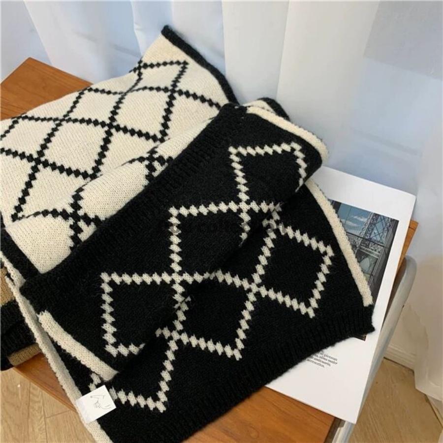 Khăn Cashmere Len Dày Cao Cấp Giữ Ấm Mùa Đông Hình Thoi - 35x180cm - Douyin - Mã LN018