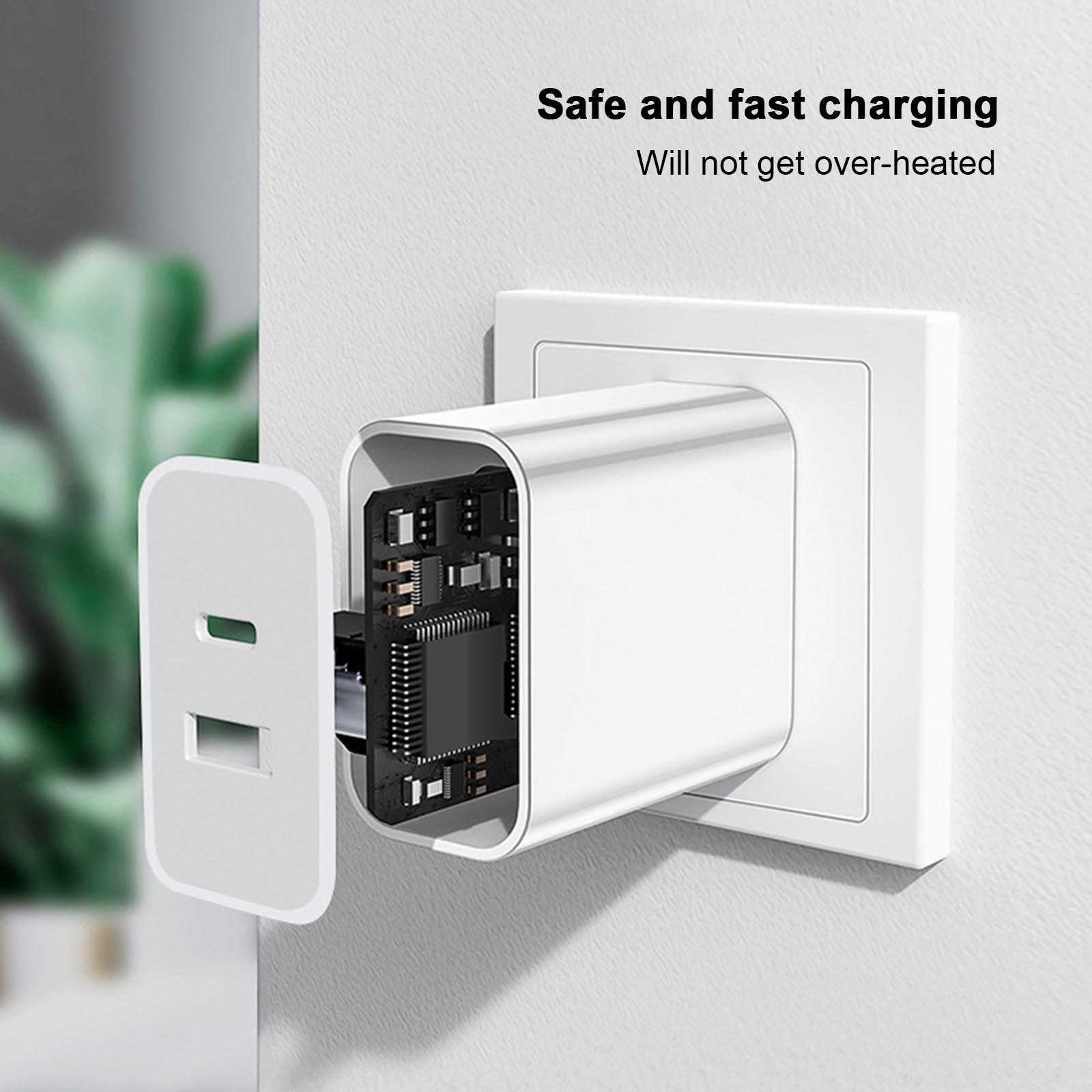 Bộ sạc USB du lịch di động Tương thích với iPhone 12 Pro / 11 18W Cổng kép PD USB C và QC3.0