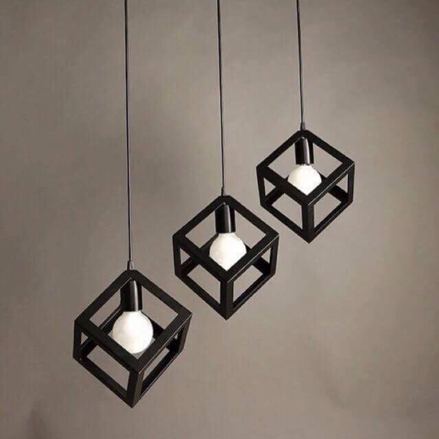 BỘ 3 Đèn thả KHỐI LẬP PHƯƠNG + Tặng kèm bóng LED CAO CẤP