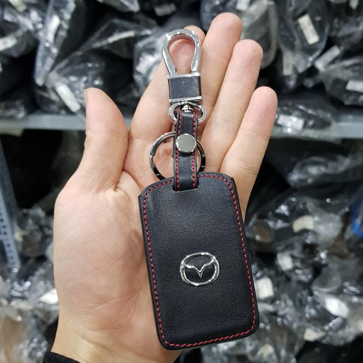 Bao da chìa khóa xe Mazda 3 2020 kèm móc đeo INOX