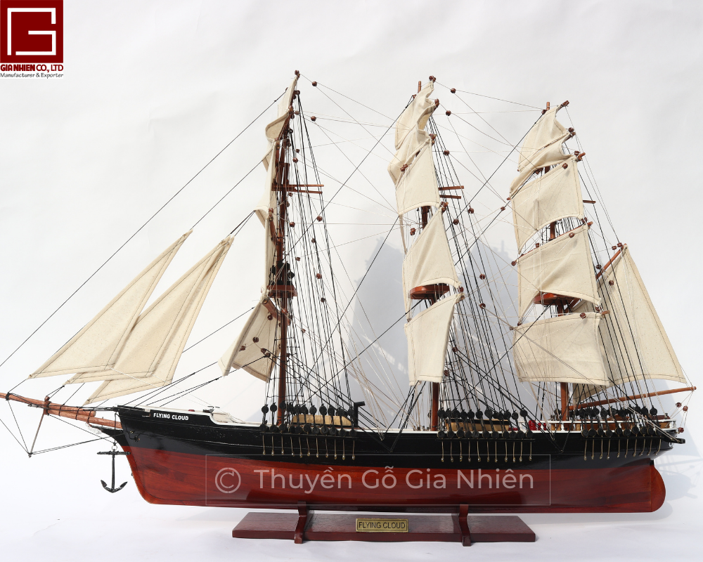 Mô Hình Thuyền Gỗ Phong Thủy Dạng Thuyền Cổ FLYING CLOUD Chính Hãng Hàng Xuất Khẩu Chất Lượng Cao