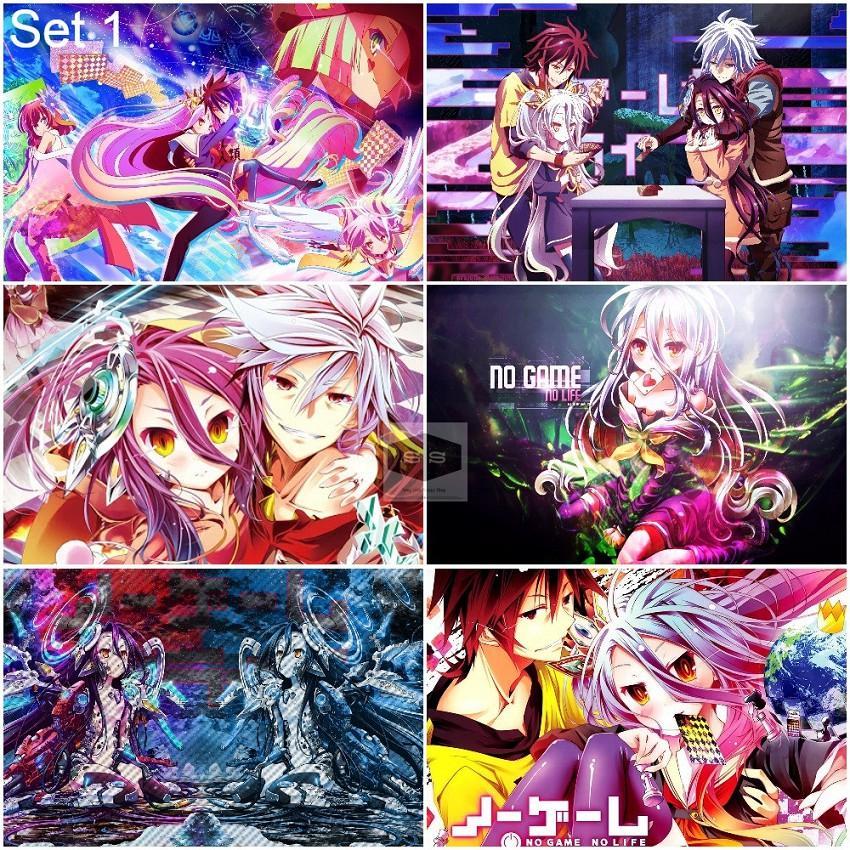 Bộ 6 Áp phích - Poster Anime No Game No Life - Huyền Thoại Game Thủ - A3,A4,A5