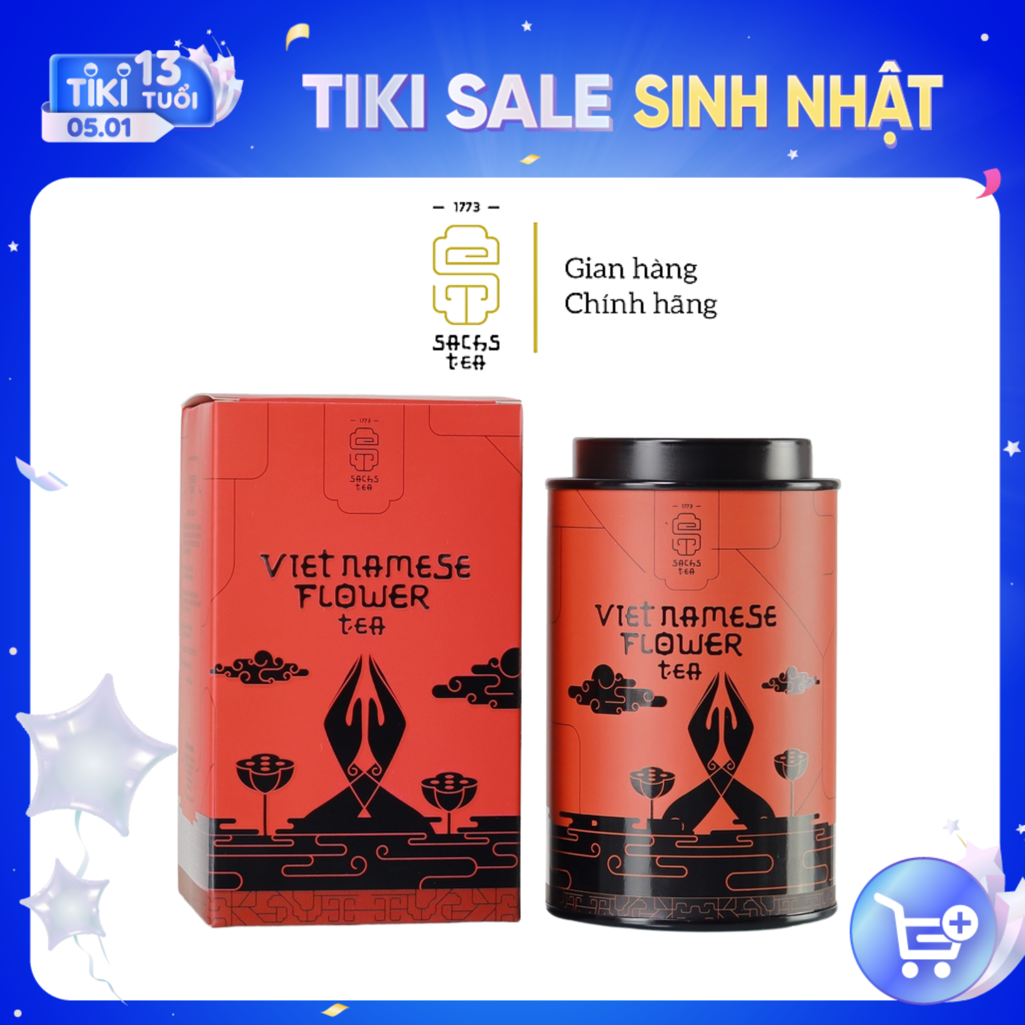 Trà sen Bách Diệp PVFT0075 SACHS TEA 1773 chè hữu cơ thái nguyên ướp hoa sen cao cấp 75g/hộp