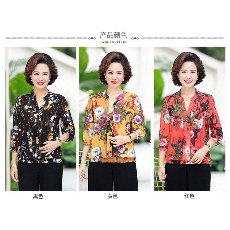 Đồ bộ trung niên, bộ mặc hằng ngày nữ sang trọng, cổ chui tay ngắn sang trọng, Set trung niên mặc hằng ngày full size