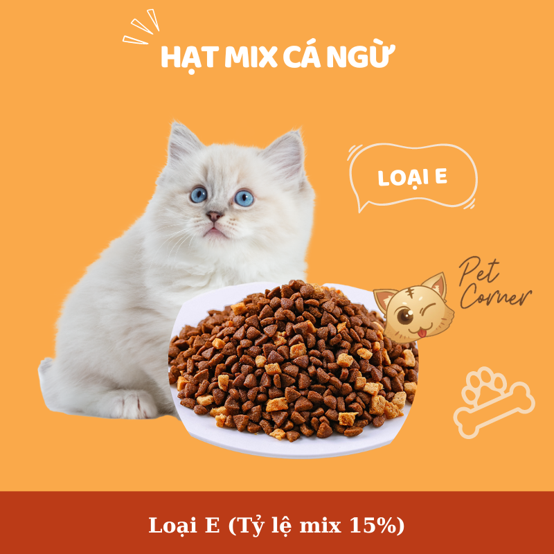 Hạt mix cao cấp cho mèo trộn thịt bò, gà, tôm, cá, lòng đỏ trứng, rau củ quả - Thức ăn hạt cho mèo kén ăn