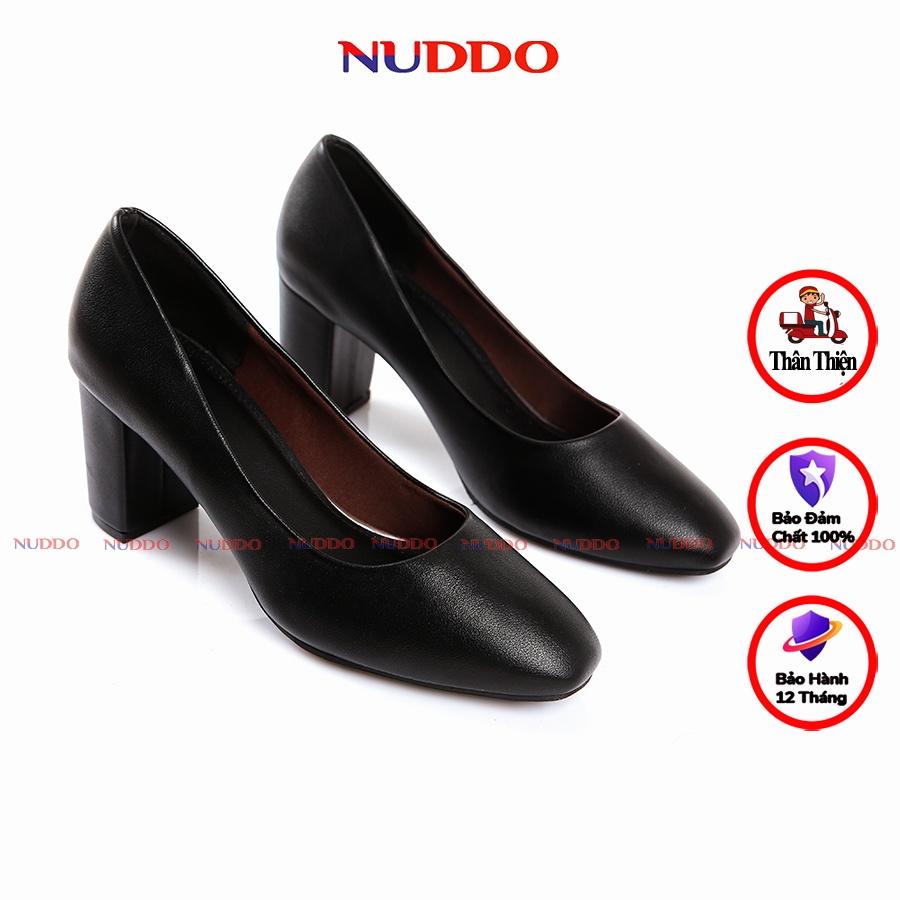 Giày cao gót nữ công sở 7p mũi vuông gót vuông da mềm kiểu dáng thời trang đẹp cao cấp NUDDO _ N700