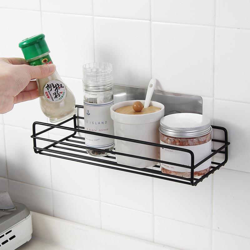 Kệ góc nhà tắm/Kệ đựng gia vị nhà bếp phun sơn tĩnh điện dán tường siêu dính trong nhà tắm, nhà bếp tiện dụng