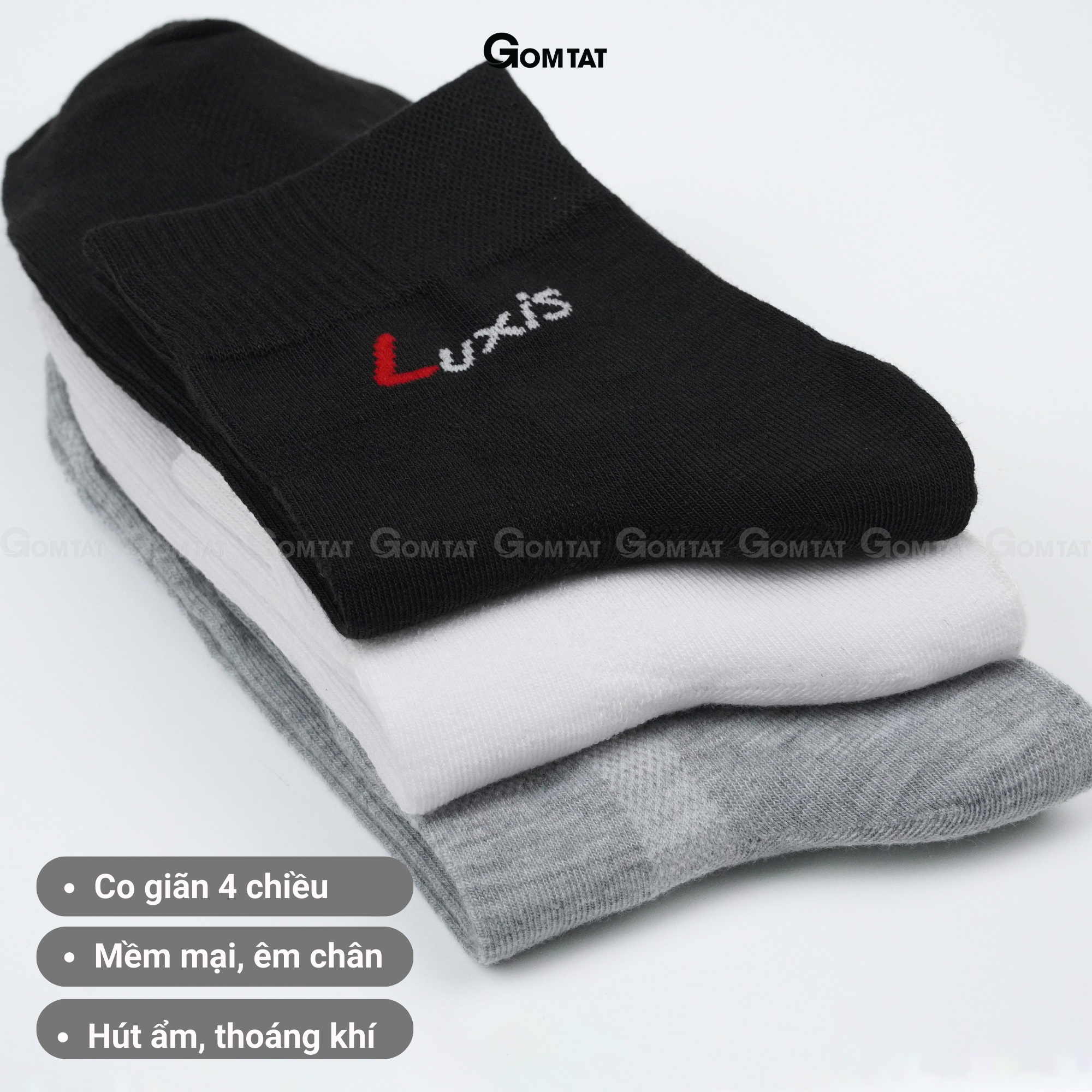 Tất cổ cao Nam Nữ cao cấp, Tất vớ thể thao phủ Nano bạc khử mùi kháng khuẩn - Luxis S015