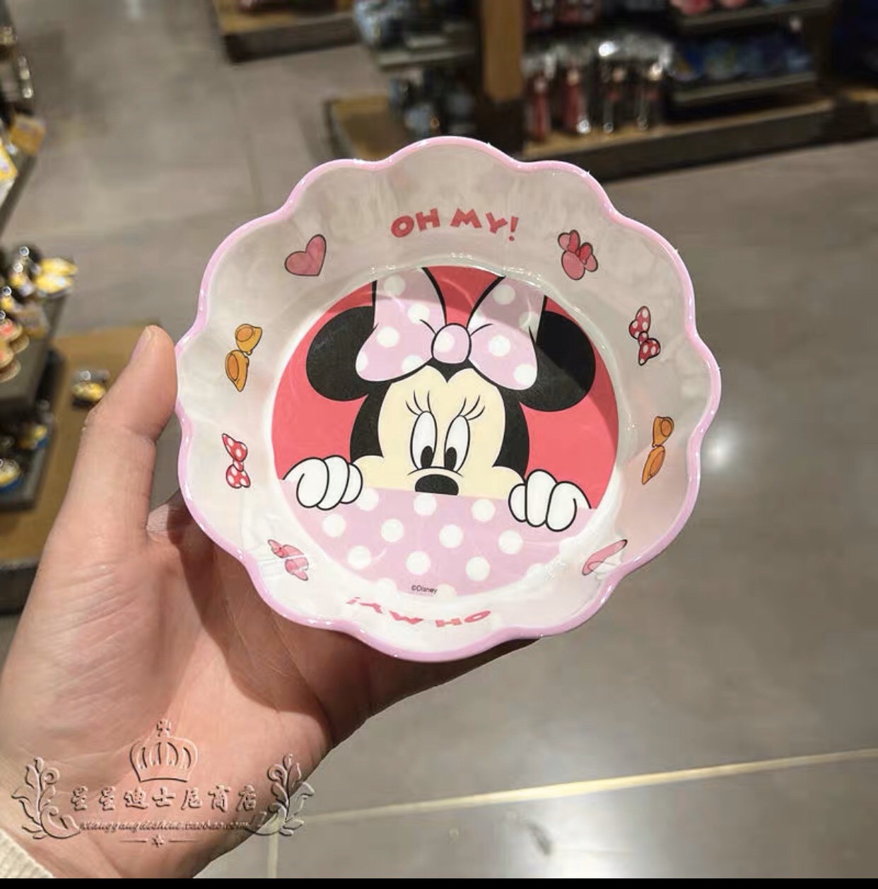 Chén ăn nhựa Melamine viền gợn sóng hình chuột Minnie siêu cute cho bé gái - PDW21102-B