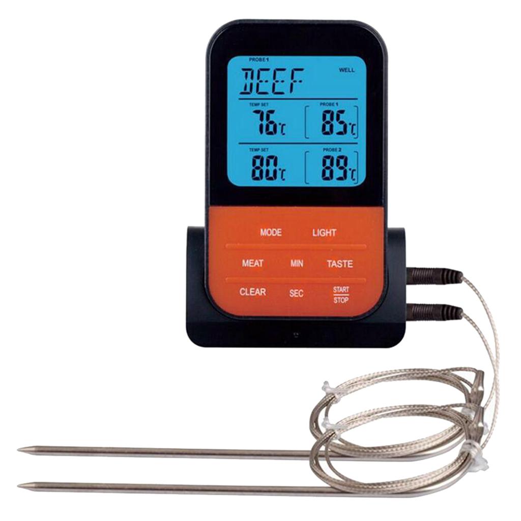 Wireless Meat BBQ Thermometer Remote Cooking Food Digital Grill Thermometer with Dual Probes for Oven Smoker Grill BBQ Thermometer