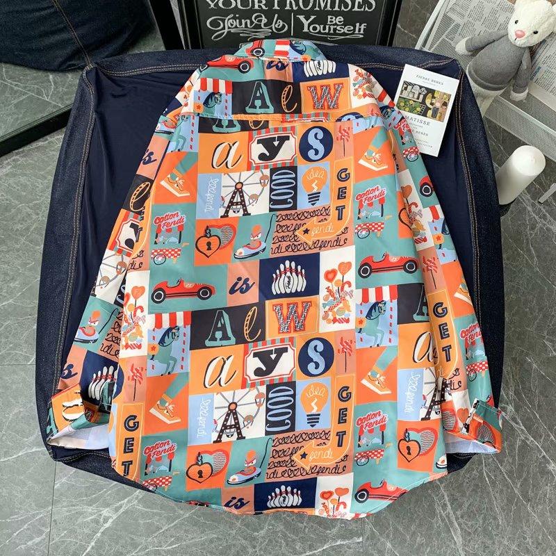 Áo Sơ Mi Tay Dài In Họa Tiết Hoạt Hình Phong Cách Thời Trang Đường Phố Hàn Quốc Size M-3Xl