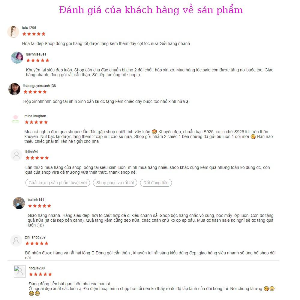 Khuyên tai bạc Ý s925 hoa đá thả dài E8924 - AROCH Jewelry