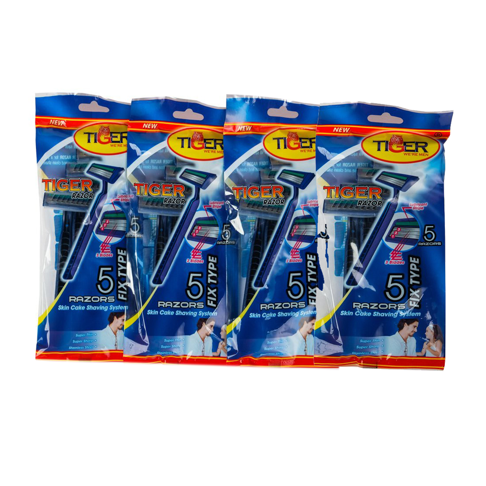 Combo 4 bịch dao cạo râu 3 lưỡi Tiger We're Men - xài 1 lần tiện lợi mang lên máy bay đi du lịch được, 3 lưỡi dao kép sắt bén, không gỉ sét