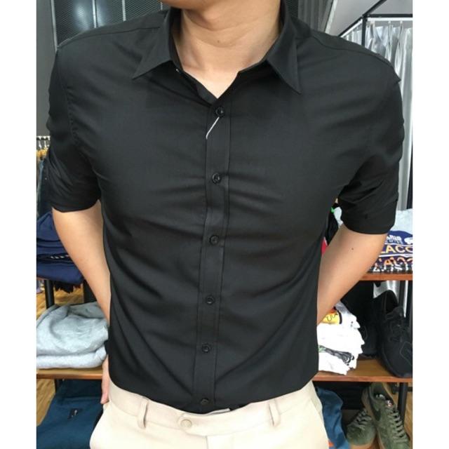 Sơ mi trắng trơn dài tay nam sơ mi đen cổ bẻ ,trắng cổ bẻ ,trắng - đen cổ tàu dáng ôm body - atbshop