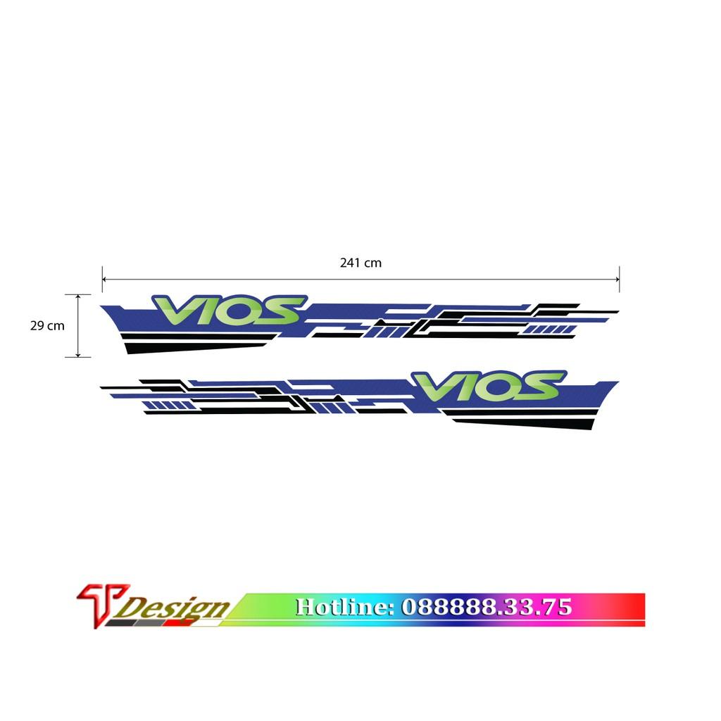 Tem dán cho dòng xe Vios, decal xe oto cao cấp. tem oto thiết kế WRAP 10, KT 241x29cm