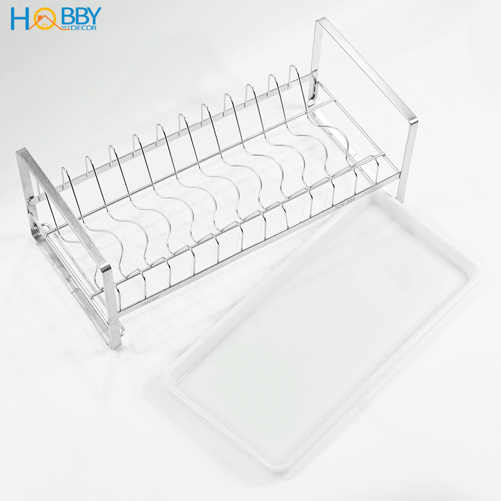 Kệ đựng đĩa nhà bếp 12 ngăn HOBBY Home Decor KUDN12 - chuẩn inox 304 và kèm khay nhựa hứng nước